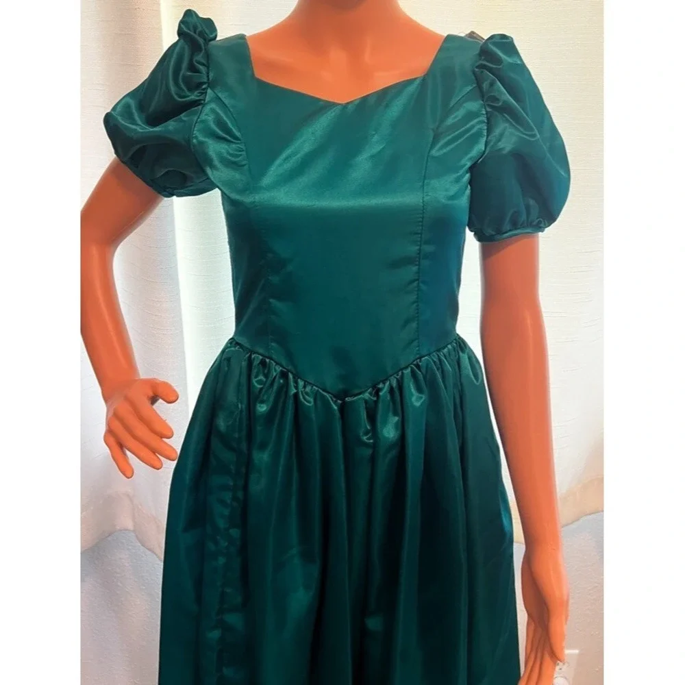 Girl's Size 10/12 Green Satin Dress 💚 Youth Theater Costume Cosplay‎ Fairycore